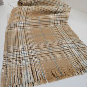 Moffat Weavers of Scotland Plaid Scarf in Tan and Beige